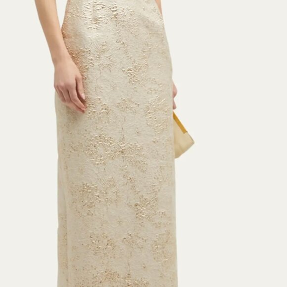 NWT Rickie Freeman for Teri Jon Off-Shoulder Jacquard Column Gown - Picture 2 of 5